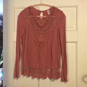 Dusty Pink Lace Top NoBo Blouse